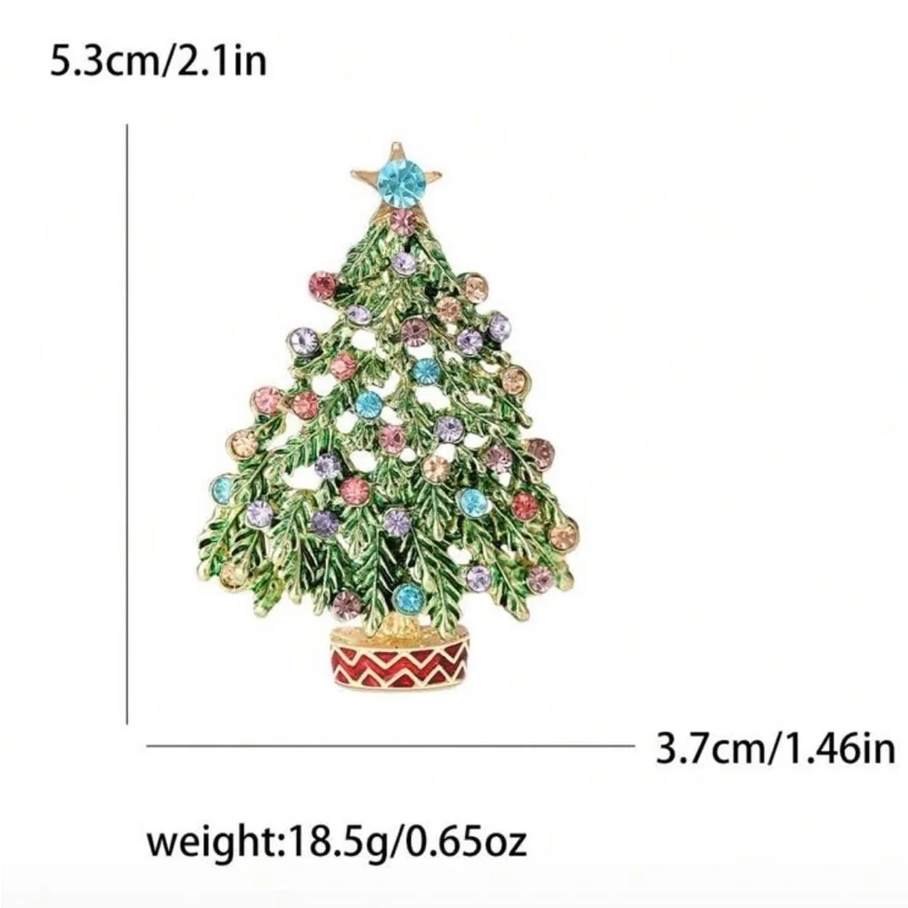Festive Christmas Tree Brooch with Colorful Crystals